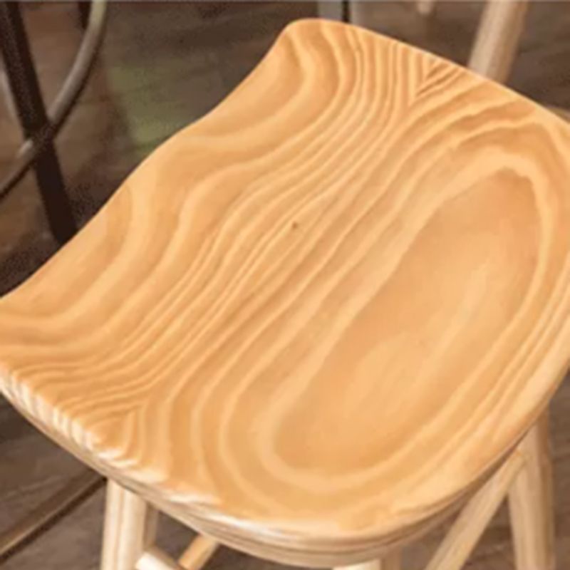 Industrial Armless Backless Counter Stool Wood Bar Stool with Pedal for Cafe