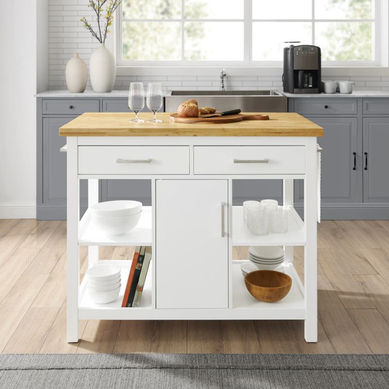 Modern Stationary Island Table Rectangular Wood Kitchen Island Table