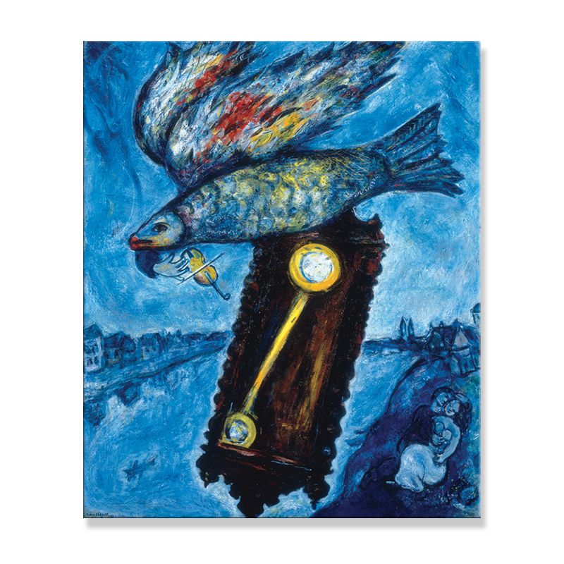 Fish in the River Painting Cartoon Textured Living Room Wall Art Decor, Multiple Sizes