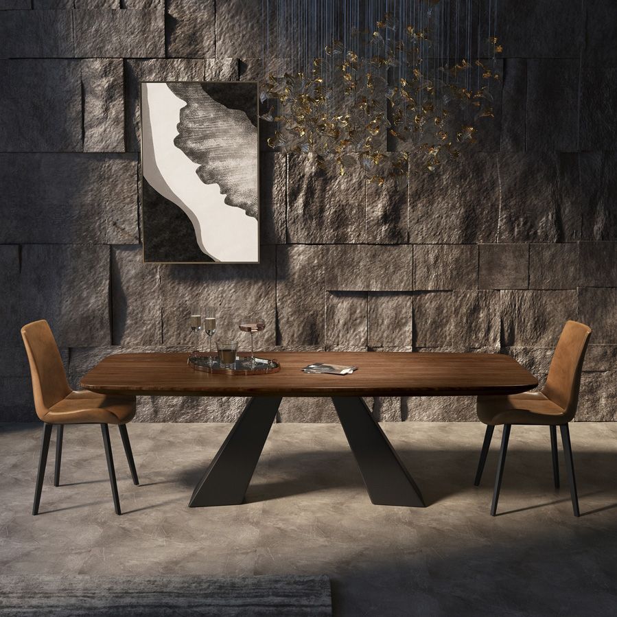 Mesa de comedor rectangular Mesa base de doble pedestal de estilo industrial para comedor