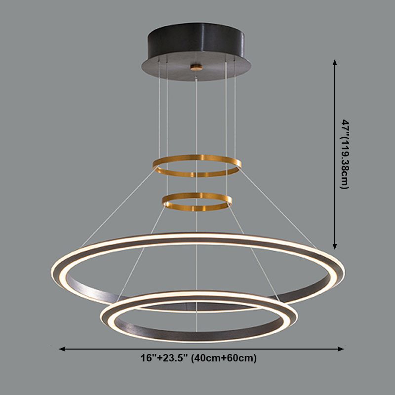 Modern Aluminum Chandelier Multi-Layer Circle 2 Lights Chandelier Pendant Lamps for Living Room