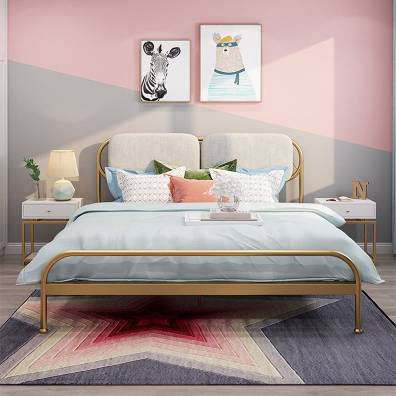 Glam Simple Metal Open-Frame Bed Upholstered Wire-Grid Bed Frame