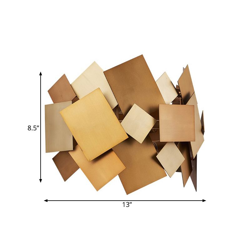 Brass Finish 1 Bulb Wall Light Decorative Stainless Steel Panel Surface Wall Sconce