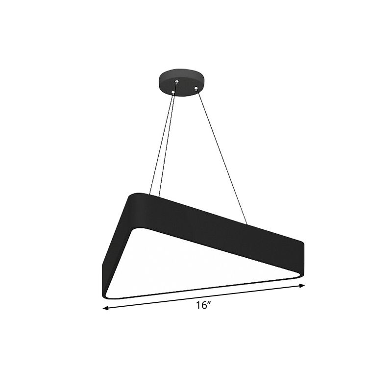 Triangle Cafe Ceiling Pendant Lamp Metal 16"/23.5" Wide LED Simple Down Lighting in Black/White