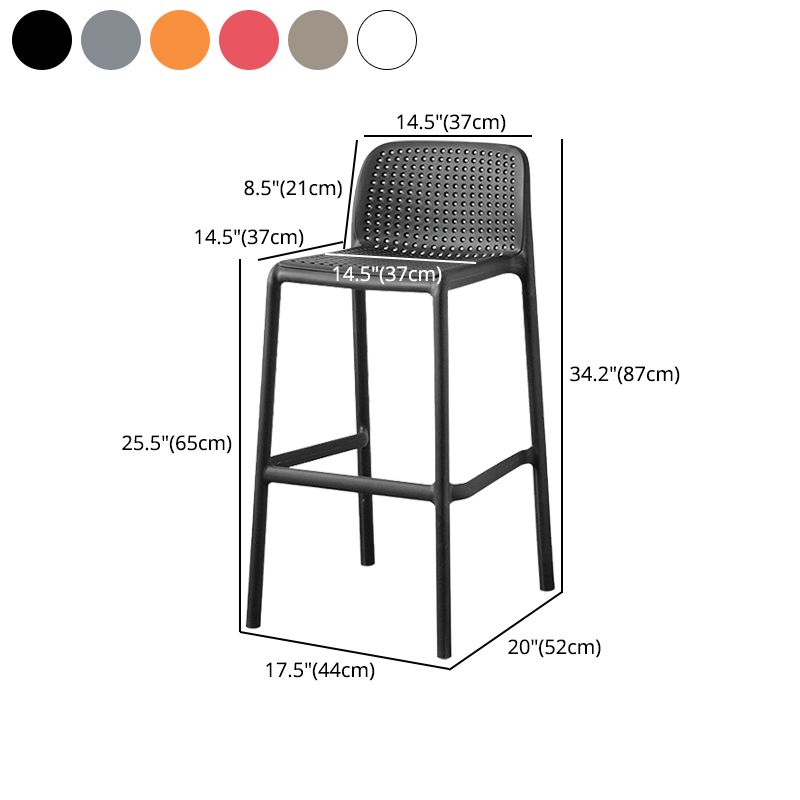 Scandinavian Plastic Dining Room Armless Stool Low Back Bar Stool for Kitchen
