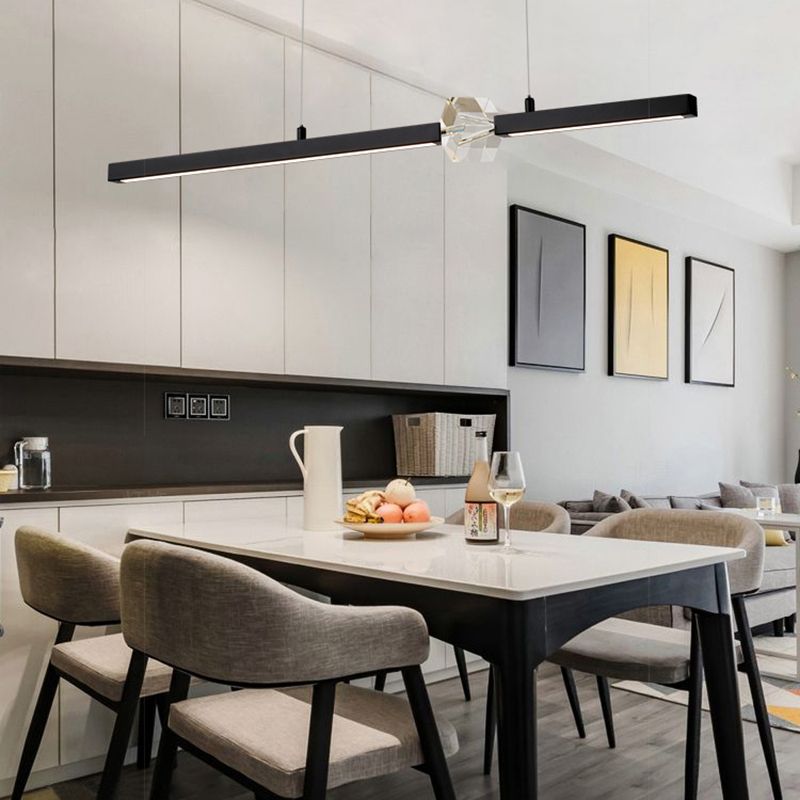 Lámpara moderna lámpara de lámpara de luz de metal lineal con cristal