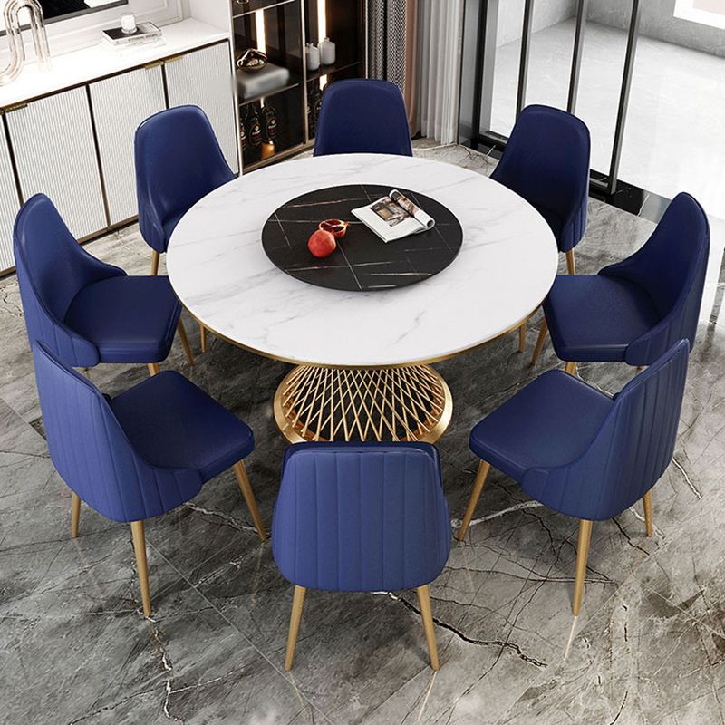 Traditional Luxury Round Stone Dining Table Pedestal Casual Dining Table