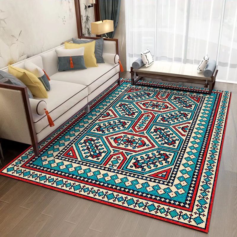 Multicolored Indoor Rug Traditional Flower Print Carpet Stain Resistant Carpet for Living Room