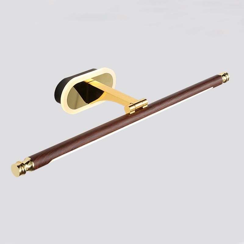 1-Light Metal Wall Lighting Modern Style Linear Mirror Wall Mounted Light in Brown