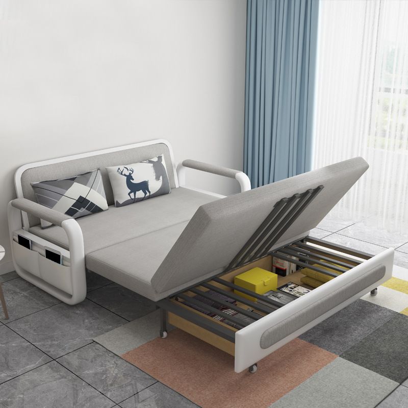Light Gray 30.70" Wide Sofa Bed Linen Sleeper Sofa with Upholstered and Storage Box