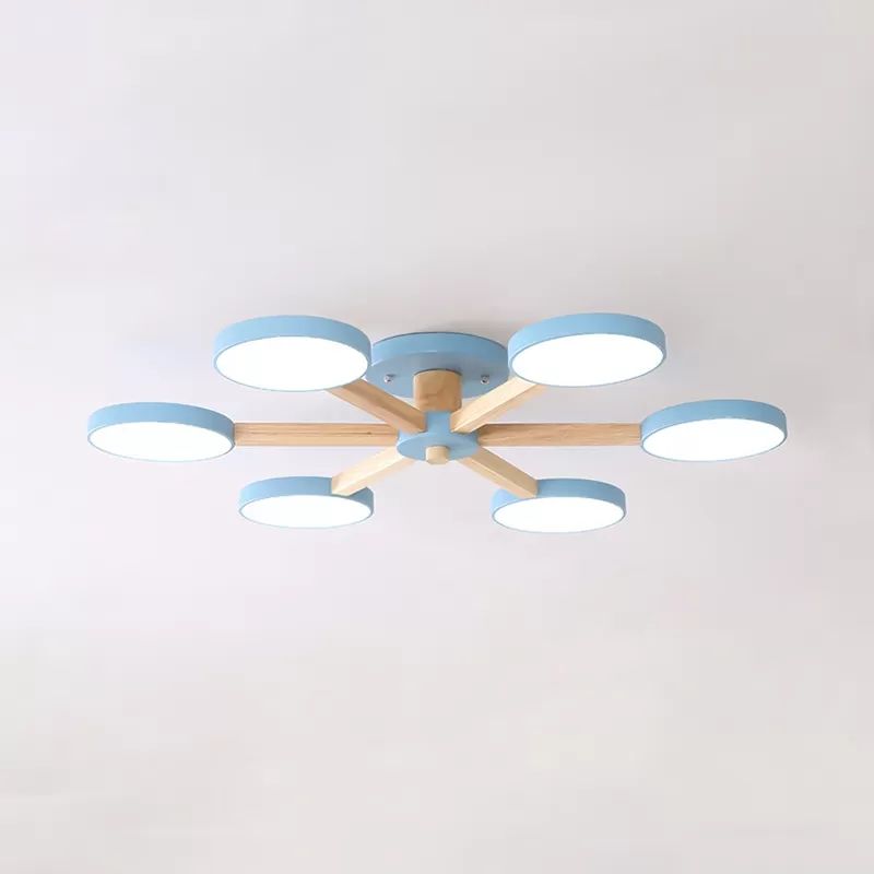 Modern Nordic Semiflush Monte Light Snowflake 6 Testa Metallo Soffitto Lampada per Dining Room