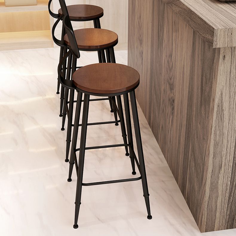 Industrial Style Bar Stool Wooden Counter Bar Stool with Metal Legs for Home