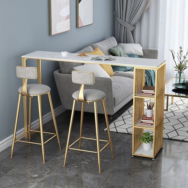 Glam Marble 1/2/3 Pieces Counter Height Set Rectangle Indoor Counter Set with Storage