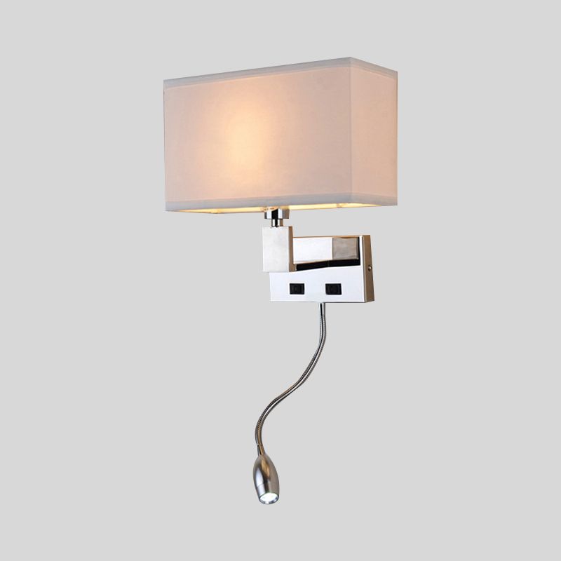 Rechthoekige wandbevestiging verlichting Moderne stof LED -wand SCONCE -verlichting in beige met spotlight