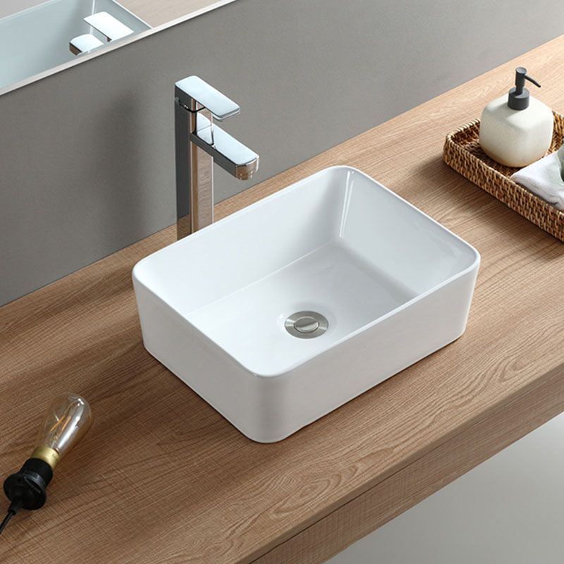 White Bathroom Sink Vessel Porcelain Bathroom Sink (Not Including Faucet)