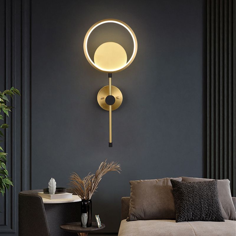 Rame moderno nordico rame a parete a parete a parete rotonda applique a parete per camera da letto