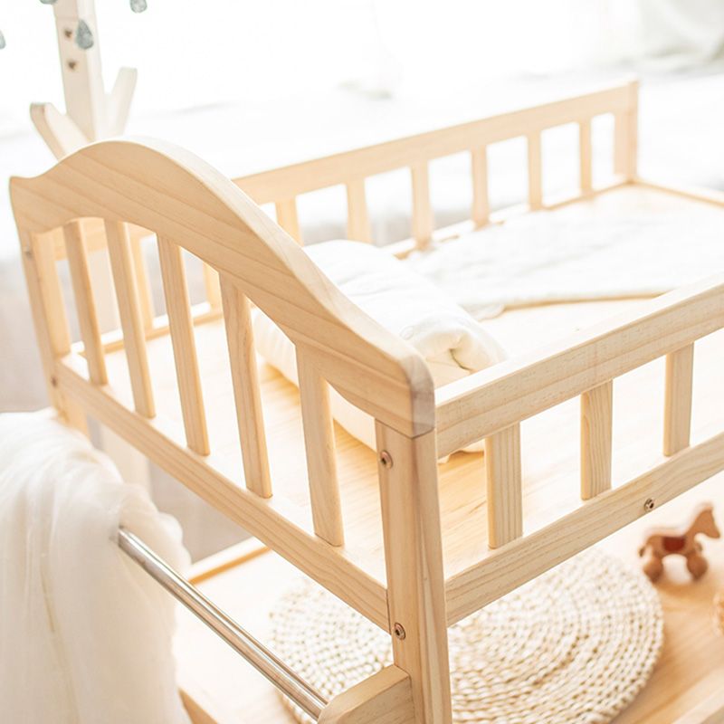 Wooden Brown Baby Crib Storage Modern Nursery Bed with Storage