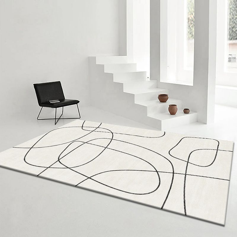Apricot Modern Rug Blended Line Rug Non-Slip Backing Rug for Drawing Room