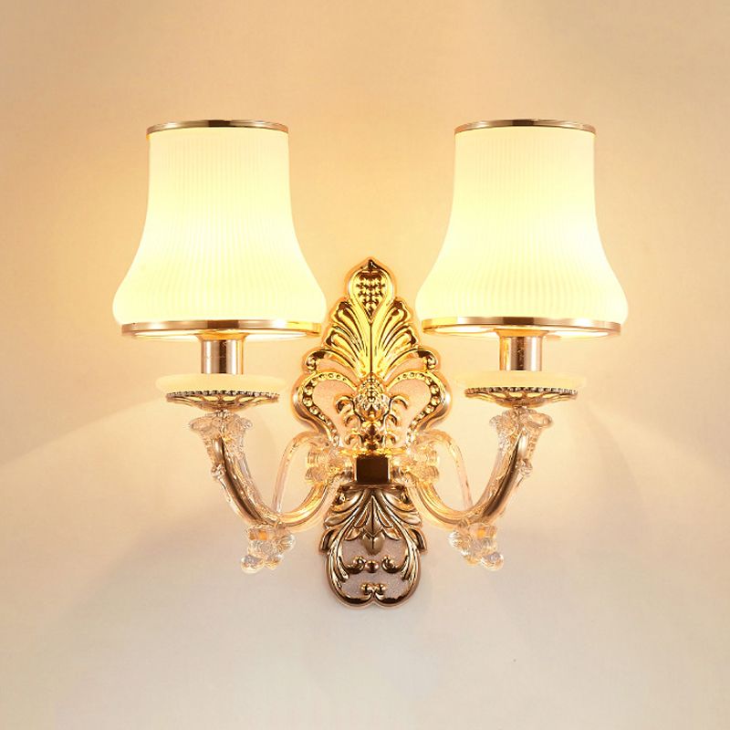 Modernist Wall Sconce Glass Wall Light Fixture in Gold for Living Room