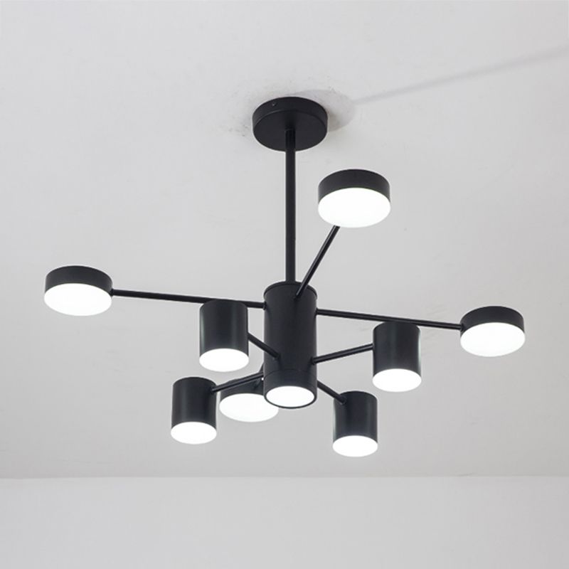 Luces de lámpara de metal de sombra de cilindro accesorios de iluminación de araña modernos en negro