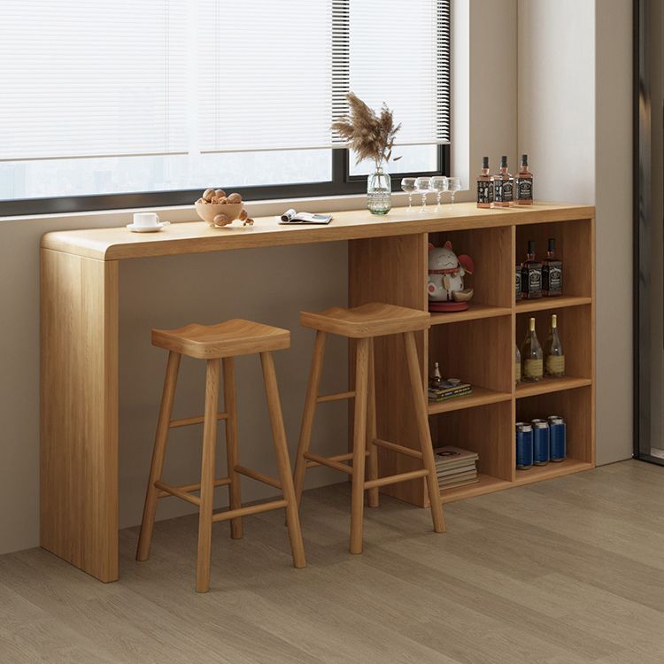 Modern Double Pedestal Bar Table Set 1/2/3 Pcs Solid Wood Bar Table and Backless Stools