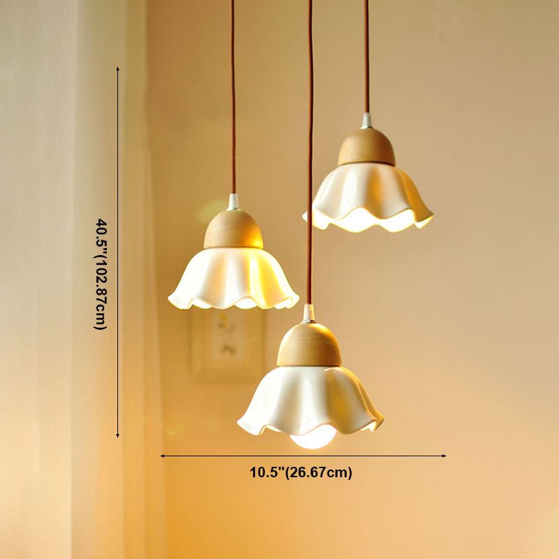 Wood Lighting Fixture Modern Nordic White Pendant Light Kit for Dining Room