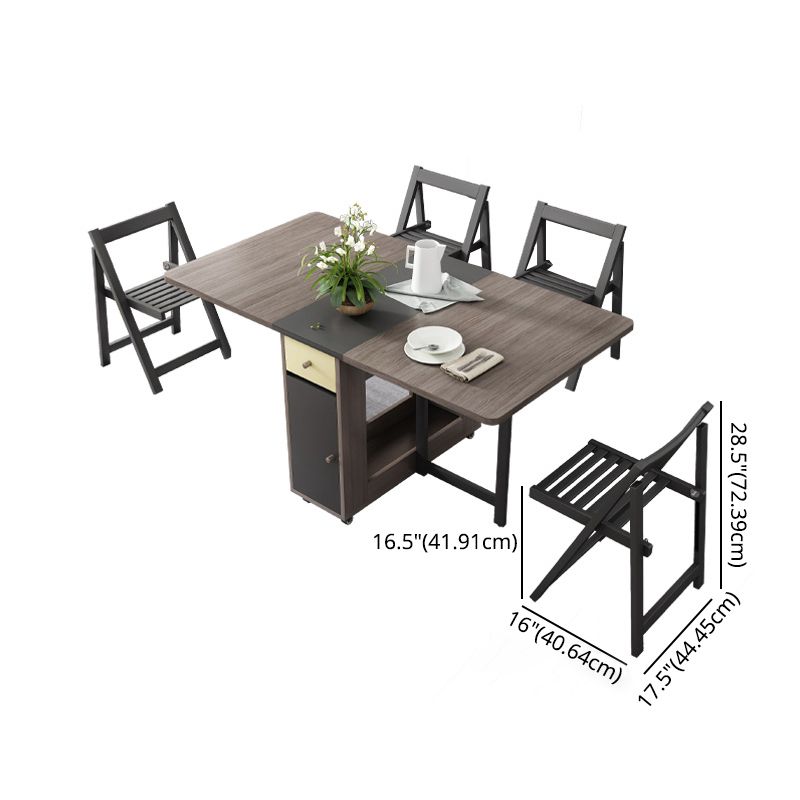 Modern Style Traditional Height Dining Set with with Drop Leaf Table and Trestle Base