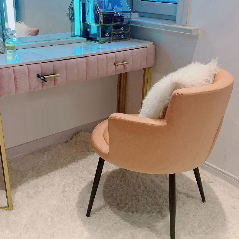 Silla de comedor tapizada con brazo contemporáneo de metal, silla de comedor individual
