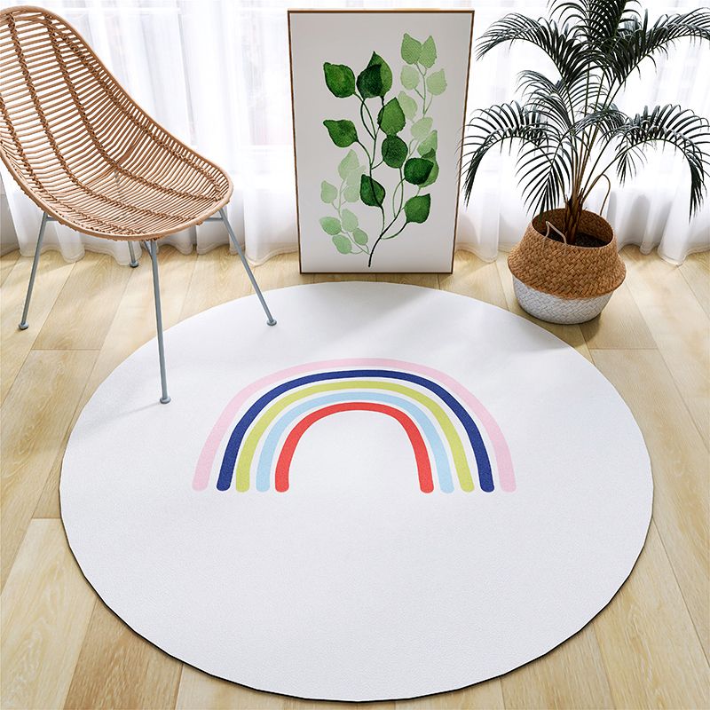 Light Pink Striped Rug PVC Minimalist Rug Non-Slip Backing Rug for Home Decor