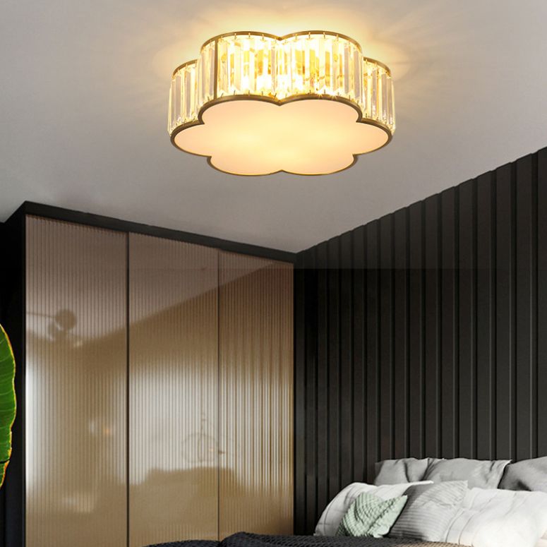 Plafonnier en laiton et cristal de Style rétro colonial, montage encastré en cuivre pour le salon