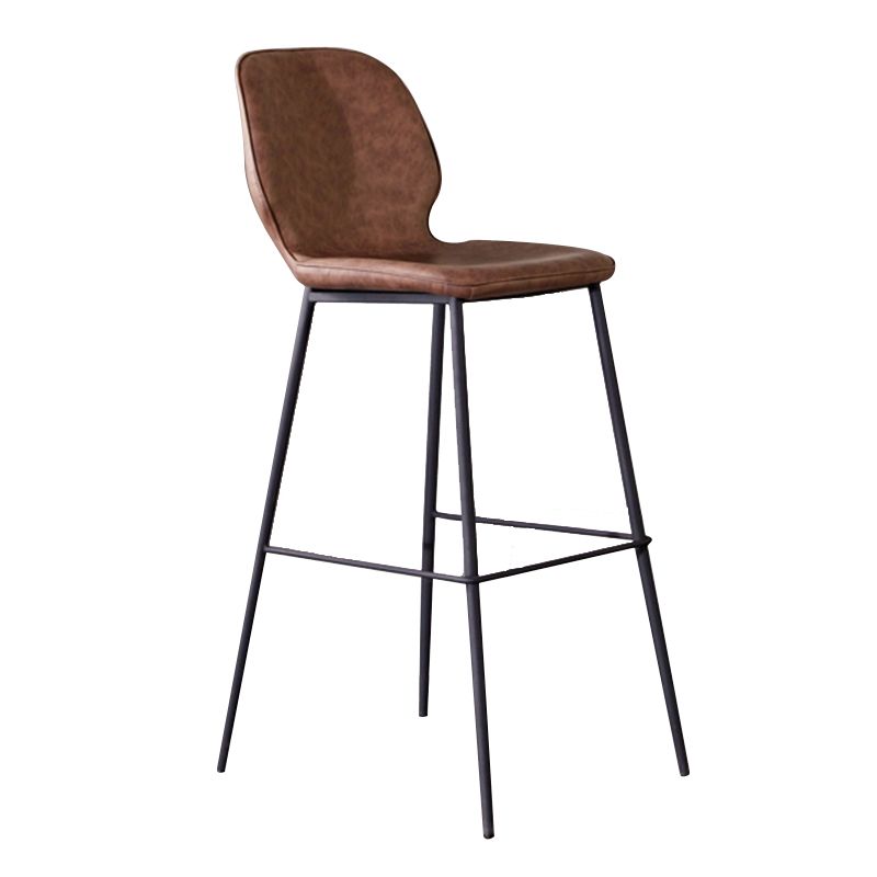 Modern Low Back Bar-stool PU Leather Bar Stool with Metal Legs