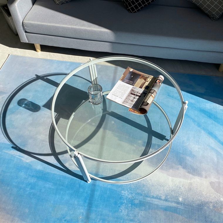 Modern Round Coffee Table 3 Legs Glass Top Coffee Cocktail Table for Living Room