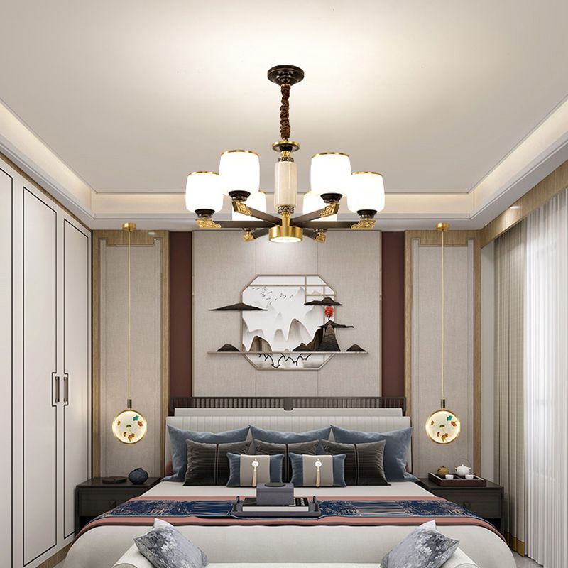 Multi Light Cylindrical Branch Hanging Pendant Modern Style Metal Hanging Lighting