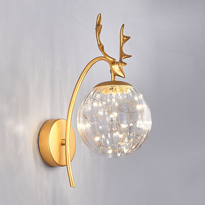 Lampada montata a parete interna da 14 "ad alta semplicità con tonalità di vetro in nero/oro