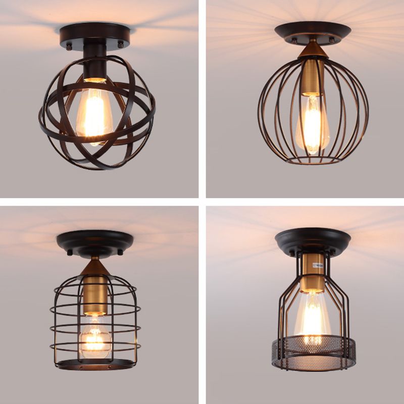 Industrial Style Ceiling Lamp 1-Light Ceiling Mount Light with Metal Shade for Aisle