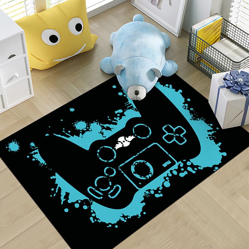 Funky Gamepad Print Carpet Polyester Indoor Rug Non-Slip Backing Rug for Living Room