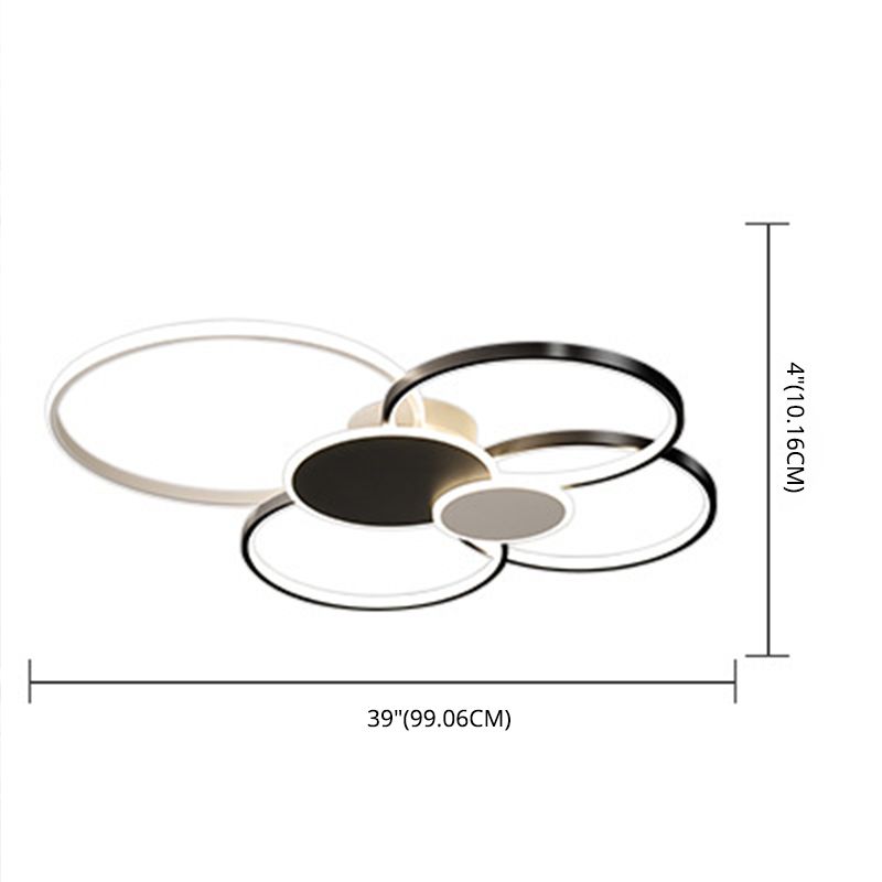 Lámpara de techo LED minimalista con iluminación empotrada y círculo de metal para sala de estar