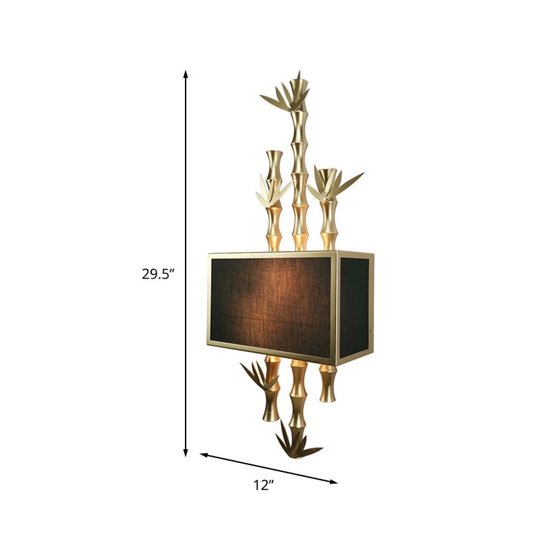 Metal Rectangle Sconce Light Rustic 1 Light Living Room Wall Mounted Lamp in Black/White