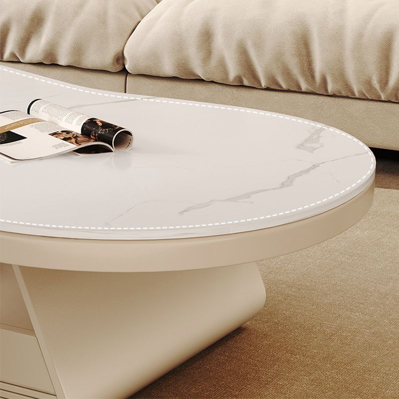 Storage Drawer Coffee Table with Srone Top Free Form Single Coffee Table