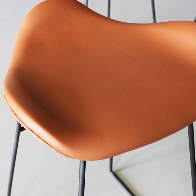 Black PU Leather Barstools Industrial Low Back Bristol Counter Stool with Saddle Seat