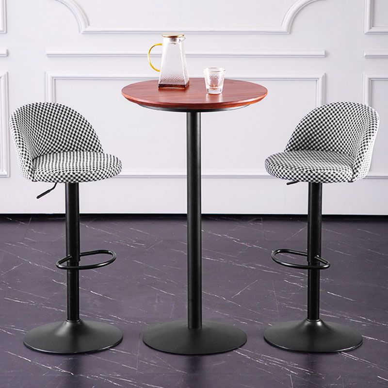 Contemporary Adjustable Height Footrest Barstool Matte Finish Upholstered Stool