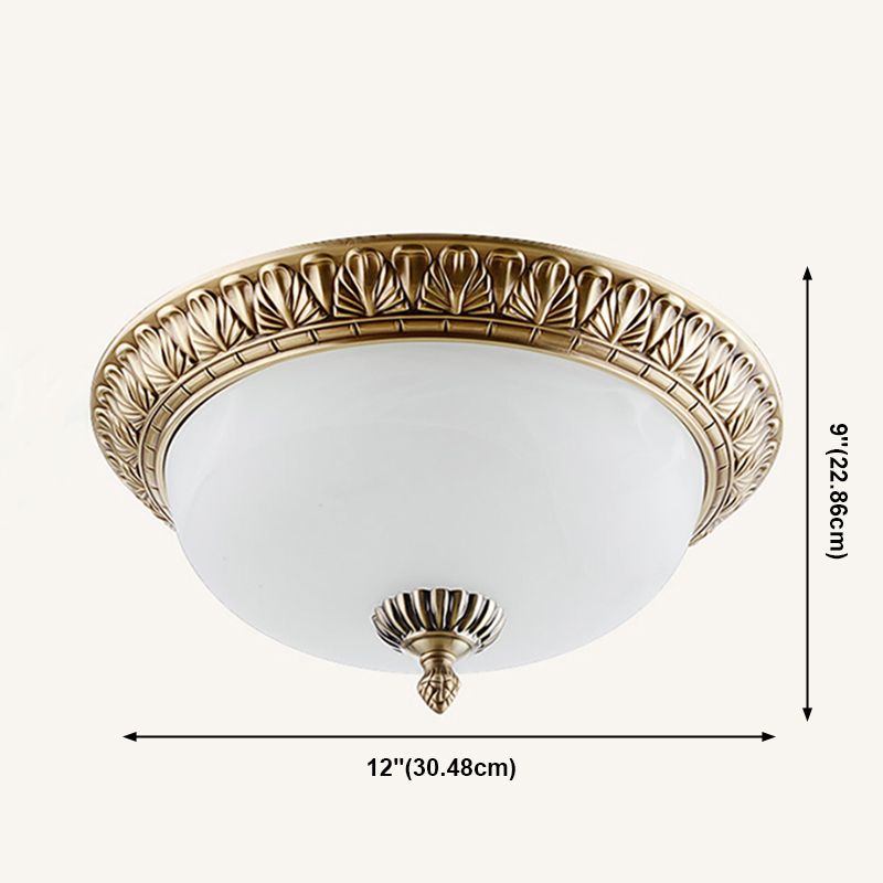 Plafondlamp in traditionele stijl, glazen kap, inbouwlamp voor zitkamer