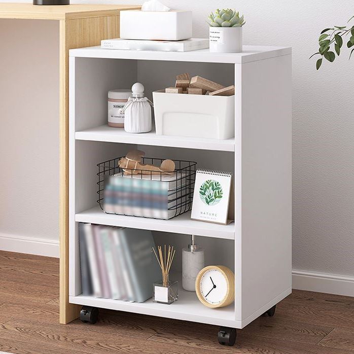 Scandinavian Bookcase Manufactured Wood Standard Bookshelf with Caster Wheels