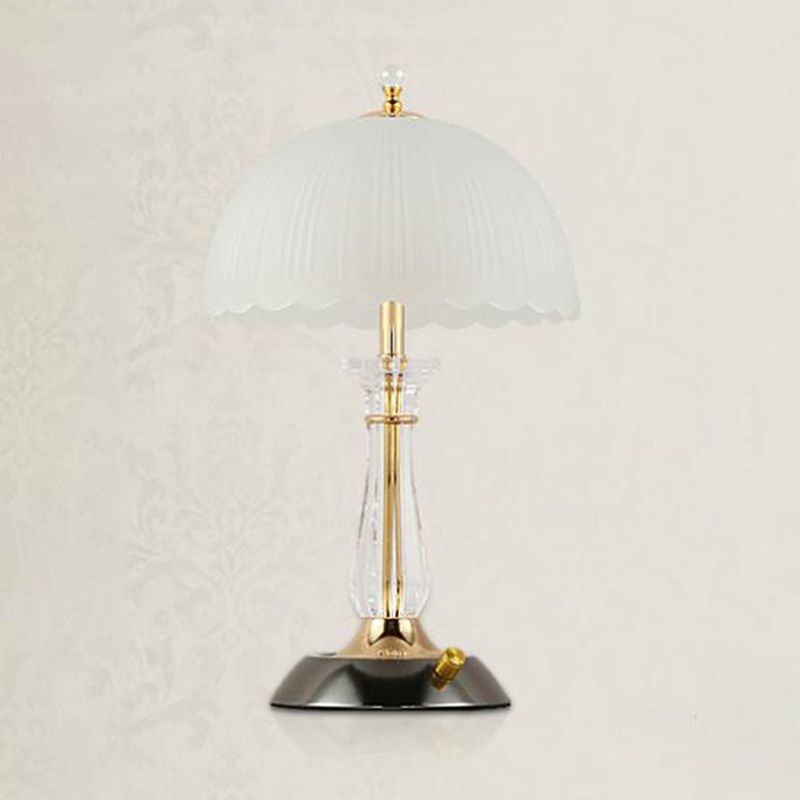 Lampada da tavolo a cupola in vetro contemporaneo 2 comodini leggeri per camera da letto in bianco