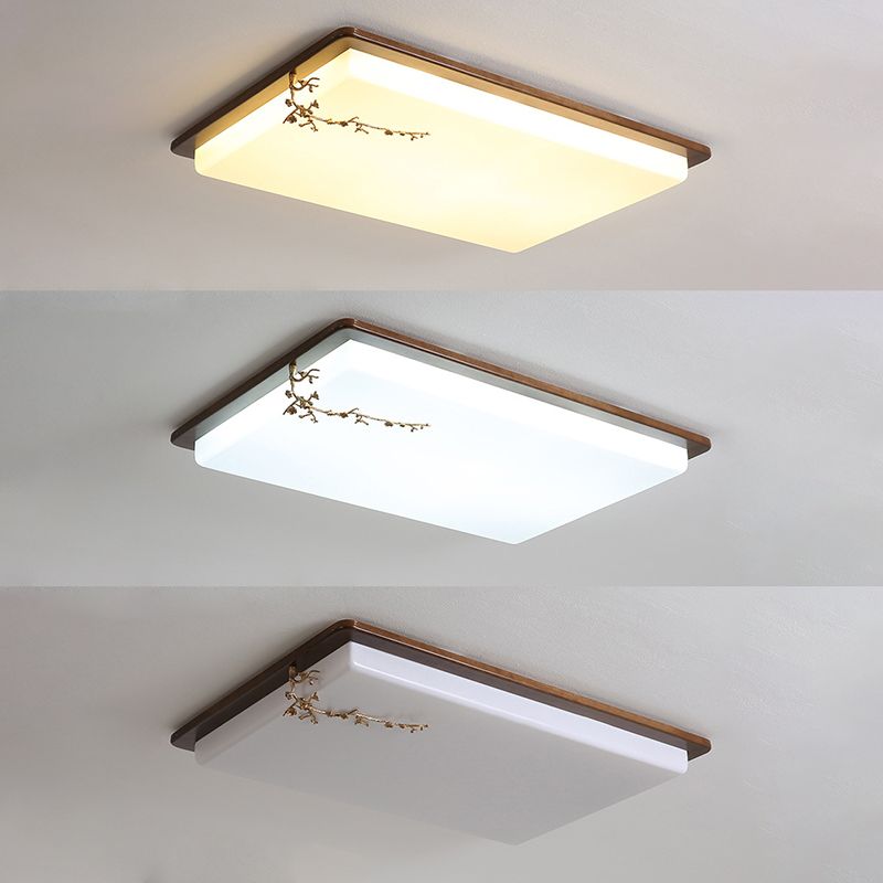 Lampada da soffitto a LED per salotto in legno con lampada da incasso geometrica modernità con decorazioni ad albero in oro