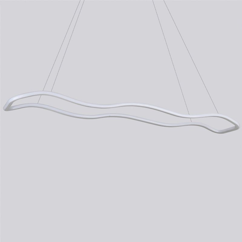 Metal Linear Island Lighting Modern Island Lighting 1 Light Pendant Lighting in White