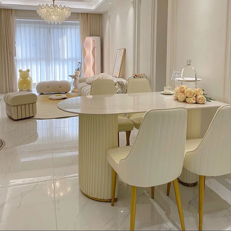 Slate and Metal Table Glam Style Simple Restaurant Freeform Dining Table