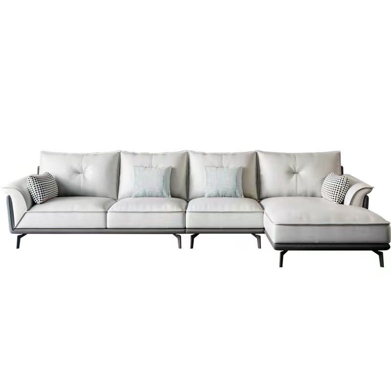 Black 4-seat Flared Arm Sectional Pillow Back Stain-resistant Sectional