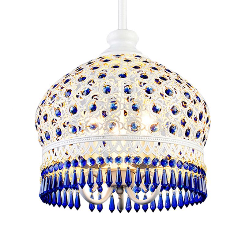 Dome Dining Room Chandelier Lamp Bohemian Metal 3 Lights White Pendant Lighting Fixture