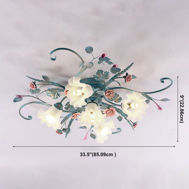 Plafonnier rétro traditionnel avec abat-jour en verre, luminaire encastré pour chambre à coucher et salon